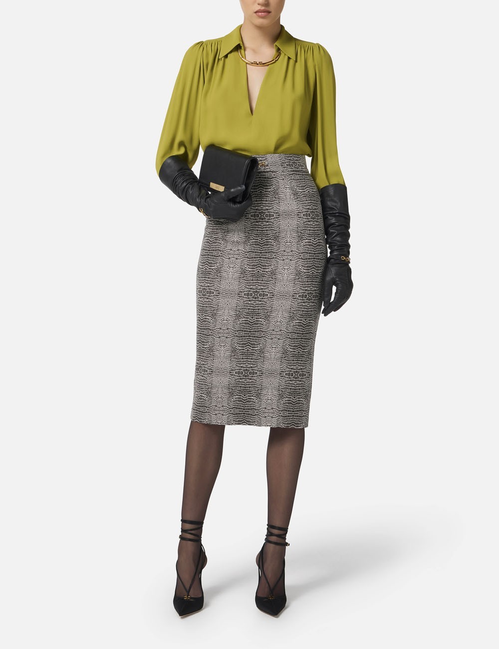 Blouse in georgette fabric with jewel detail iguana