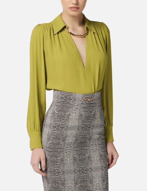 Blouse in georgette fabric with jewel detail iguana