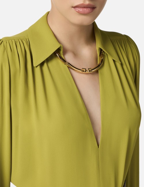 Blouse in georgette fabric with jewel detail iguana