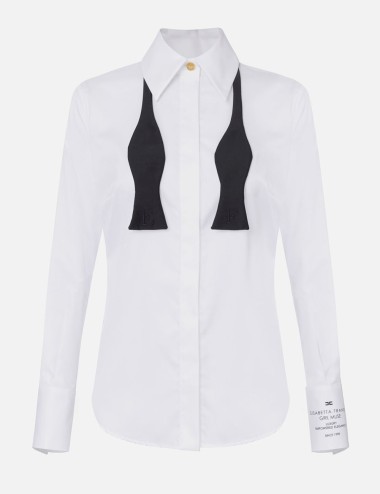 Camicia in popeline di cotone con logo bianca