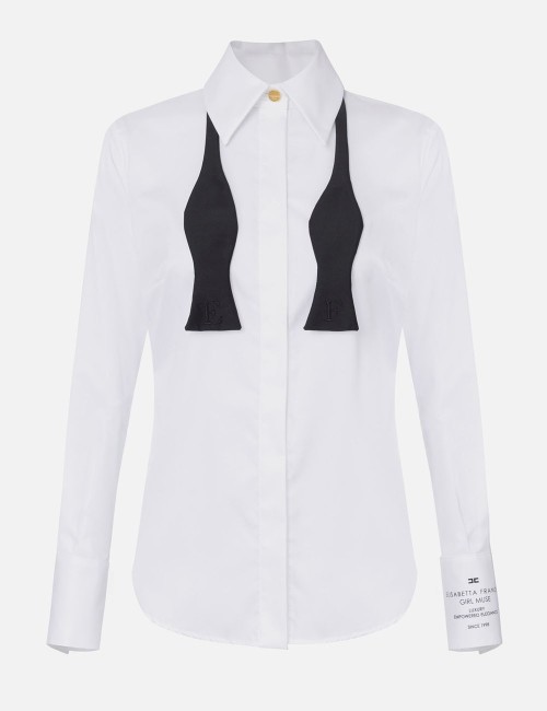 Camicia in popeline di cotone con logo bianca