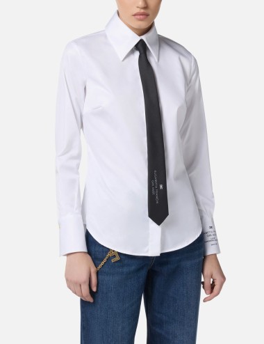 Camicia in popeline di cotone con logo bianca