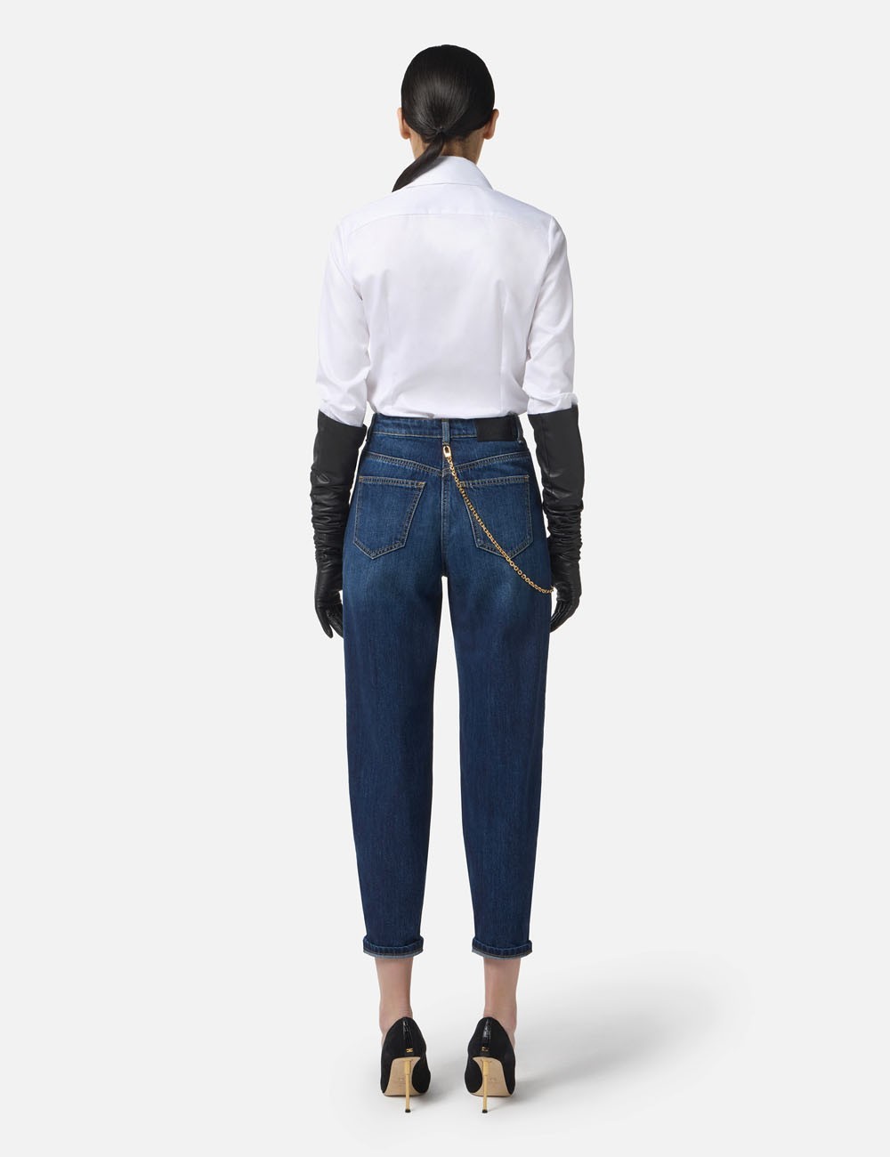 Camicia in popeline di cotone con logo bianca