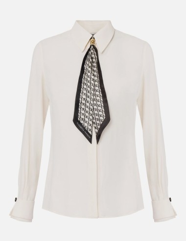 Camicia in georgette con foulard milk