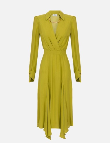 Dress in georgette fabric with tubular necklace iguana