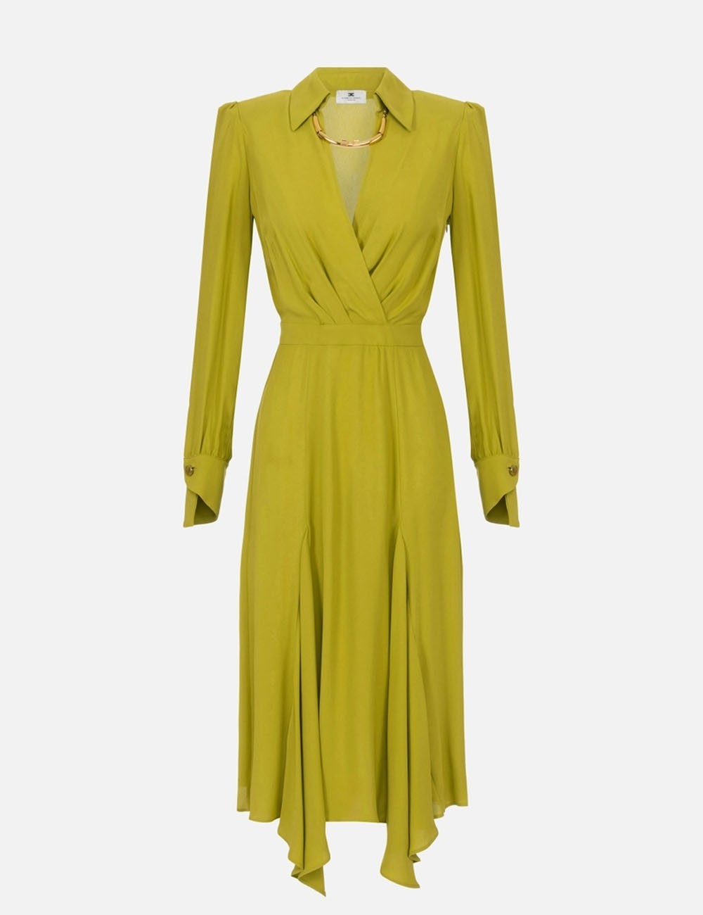 Dress in georgette fabric with tubular necklace iguana