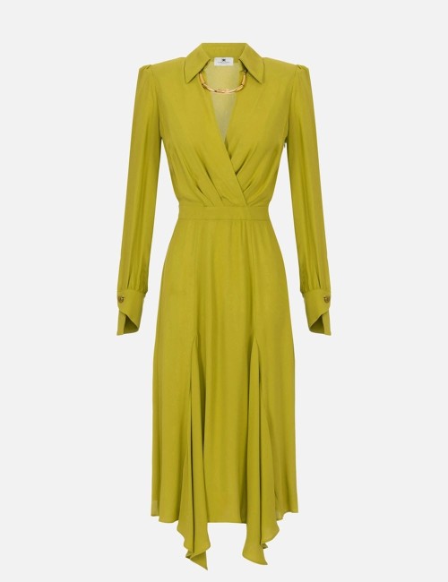 Dress in georgette fabric with tubular necklace iguana