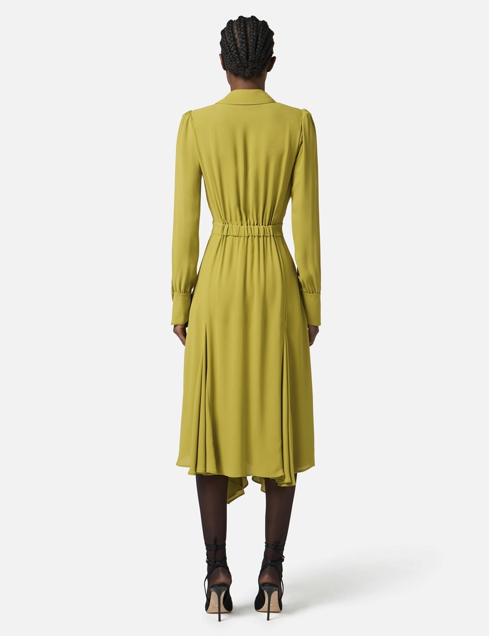 Dress in georgette fabric with tubular necklace iguana