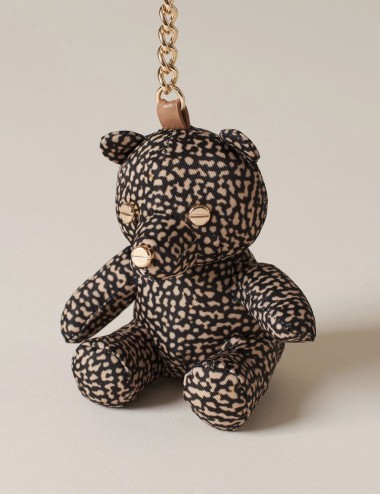 BEAR KEYCHAIN Recycled OP Fabric and Leather OP NATURAL/BLACK