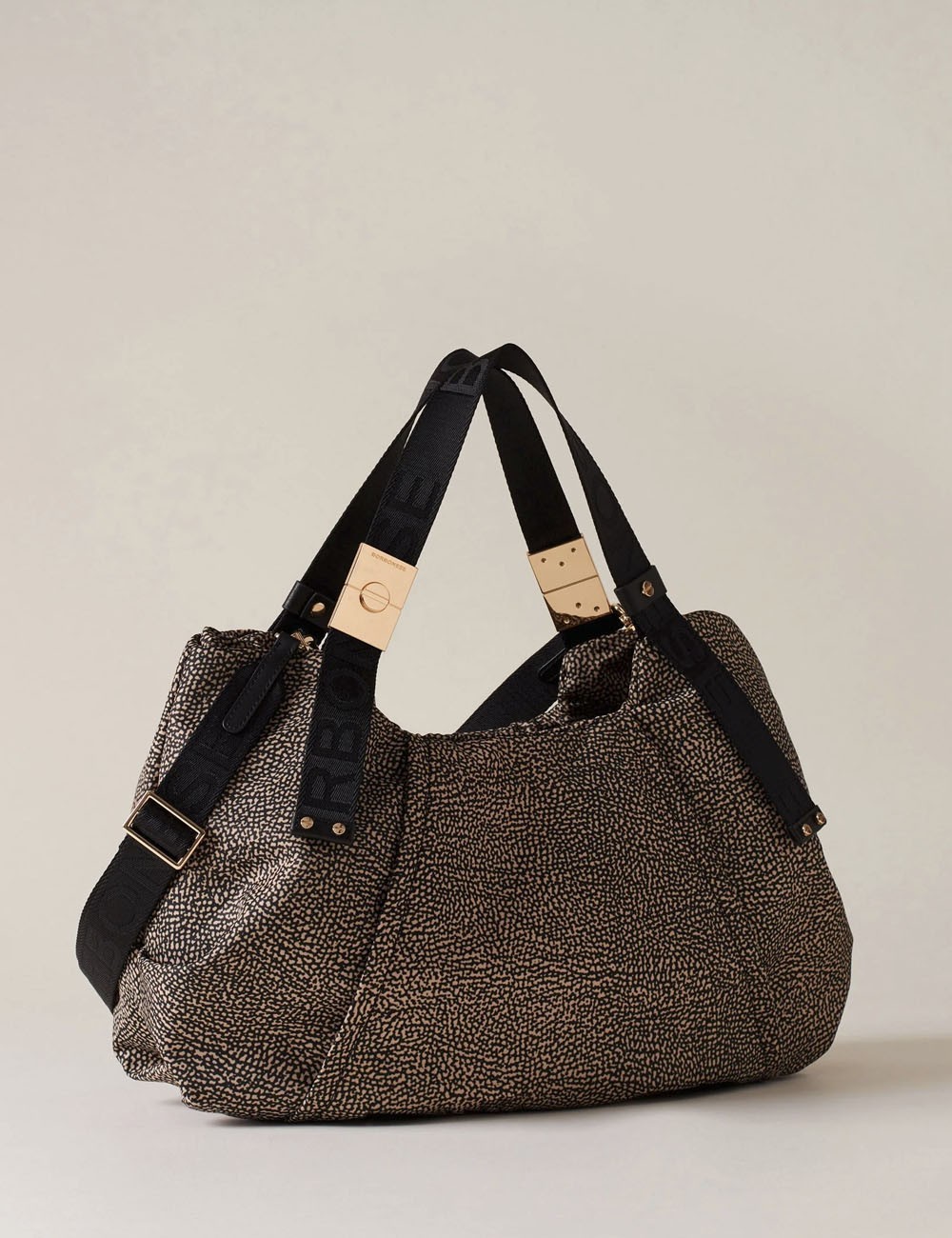 BAULETTO FOLD MEDIUM Borsa a Mano di Tessuto Riciclato OP NATURALE/NERO