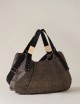 BAULETTO FOLD MEDIUM Borsa a Mano di Tessuto Riciclato OP NATURALE/NERO