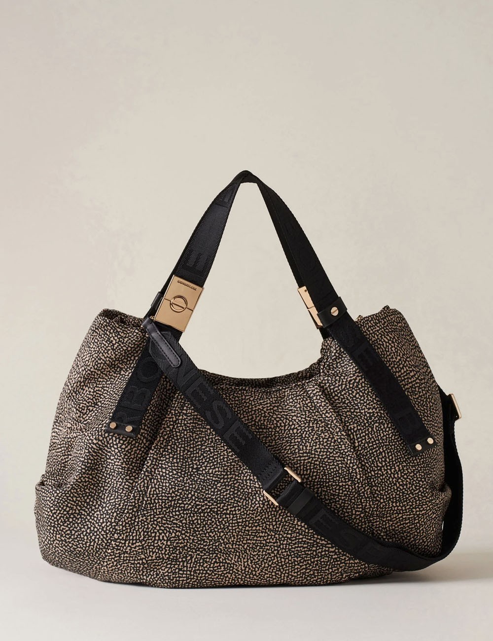 BAULETTO FOLD MEDIUM Borsa a Mano di Tessuto Riciclato OP NATURALE/NERO