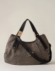 BAULETTO FOLD MEDIUM Borsa a Mano di Tessuto Riciclato OP NATURALE/NERO