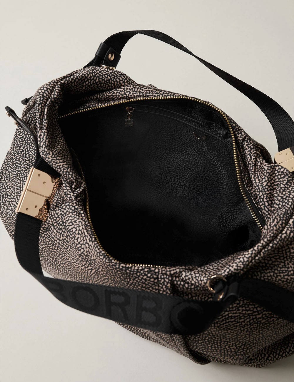 BAULETTO FOLD MEDIUM Borsa a Mano di Tessuto Riciclato OP NATURALE/NERO