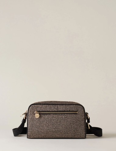 ECO LINE BORSA CAMERA CASE Tracolla di Tessuto riciclato OP e Pelle OP NATURALE/NERO