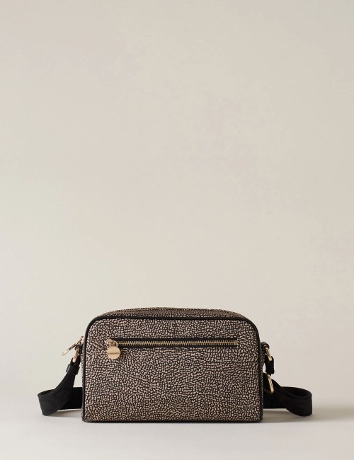 ECO LINE BORSA CAMERA CASE Tracolla di Tessuto riciclato OP e Pelle OP NATURALE/NERO