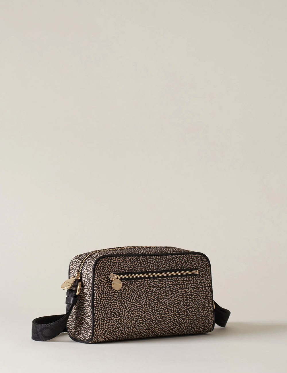 ECO LINE BORSA CAMERA CASE Tracolla di Tessuto riciclato OP e Pelle OP NATURALE/NERO