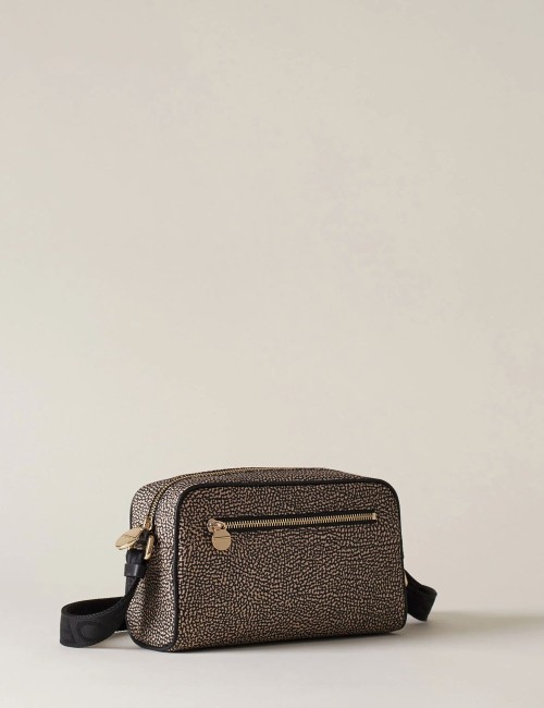 ECO LINE BORSA CAMERA CASE Tracolla di Tessuto riciclato OP e Pelle OP NATURALE/NERO