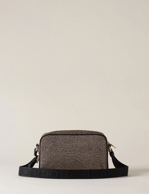 ECO LINE BORSA CAMERA CASE Tracolla di Tessuto riciclato OP e Pelle OP NATURALE/NERO