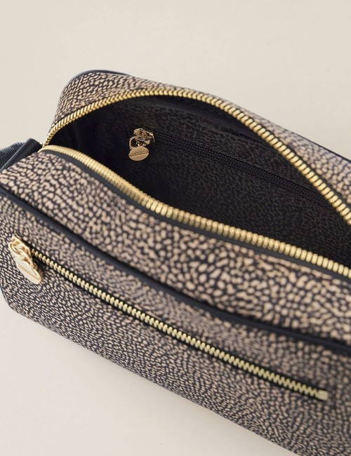 ECO LINE BORSA CAMERA CASE Tracolla di Tessuto riciclato OP e Pelle OP NATURALE/NERO