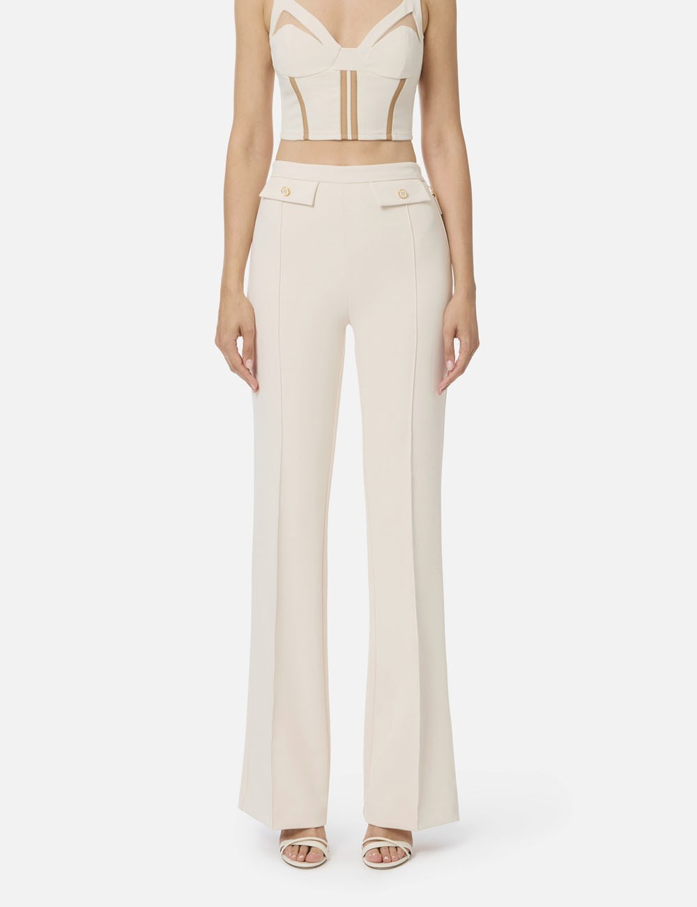 Double crêpe trousers milk
