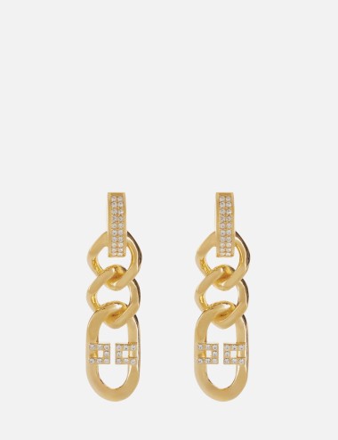 Earrings with chain and rhinestones oro giallo