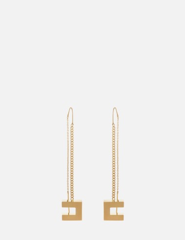 Pendant earrings with logo gold jellow
