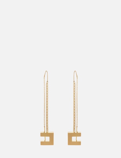 Pendant earrings with logo gold jellow