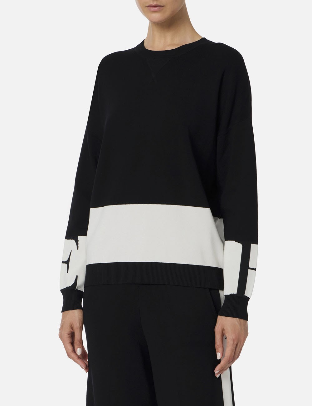 Top in viscose fabric with shiny bands black milk