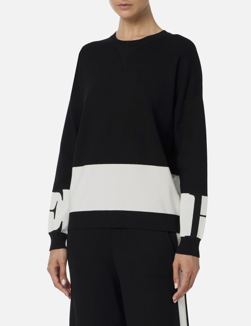 Maglia in viscosa con bande lucide nero milk