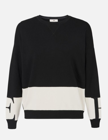 Maglia in viscosa con bande lucide nero milk