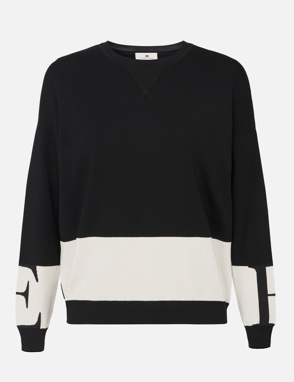 Maglia in viscosa con bande lucide nero milk