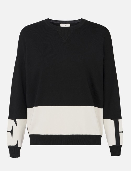 Maglia in viscosa con bande lucide nero milk