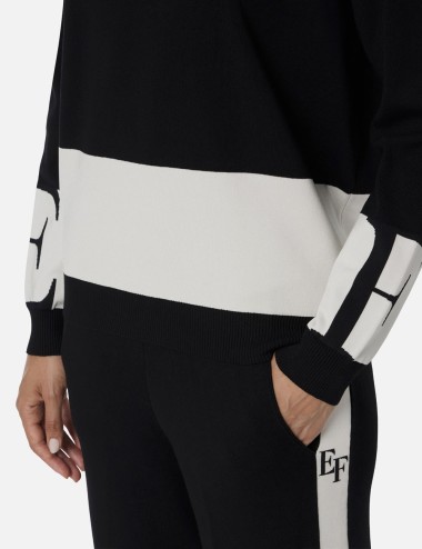 Top in viscose fabric with shiny bands black milk