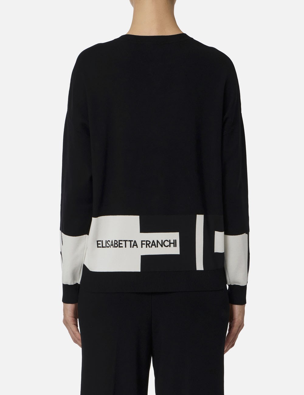 Maglia in viscosa con bande lucide nero milk