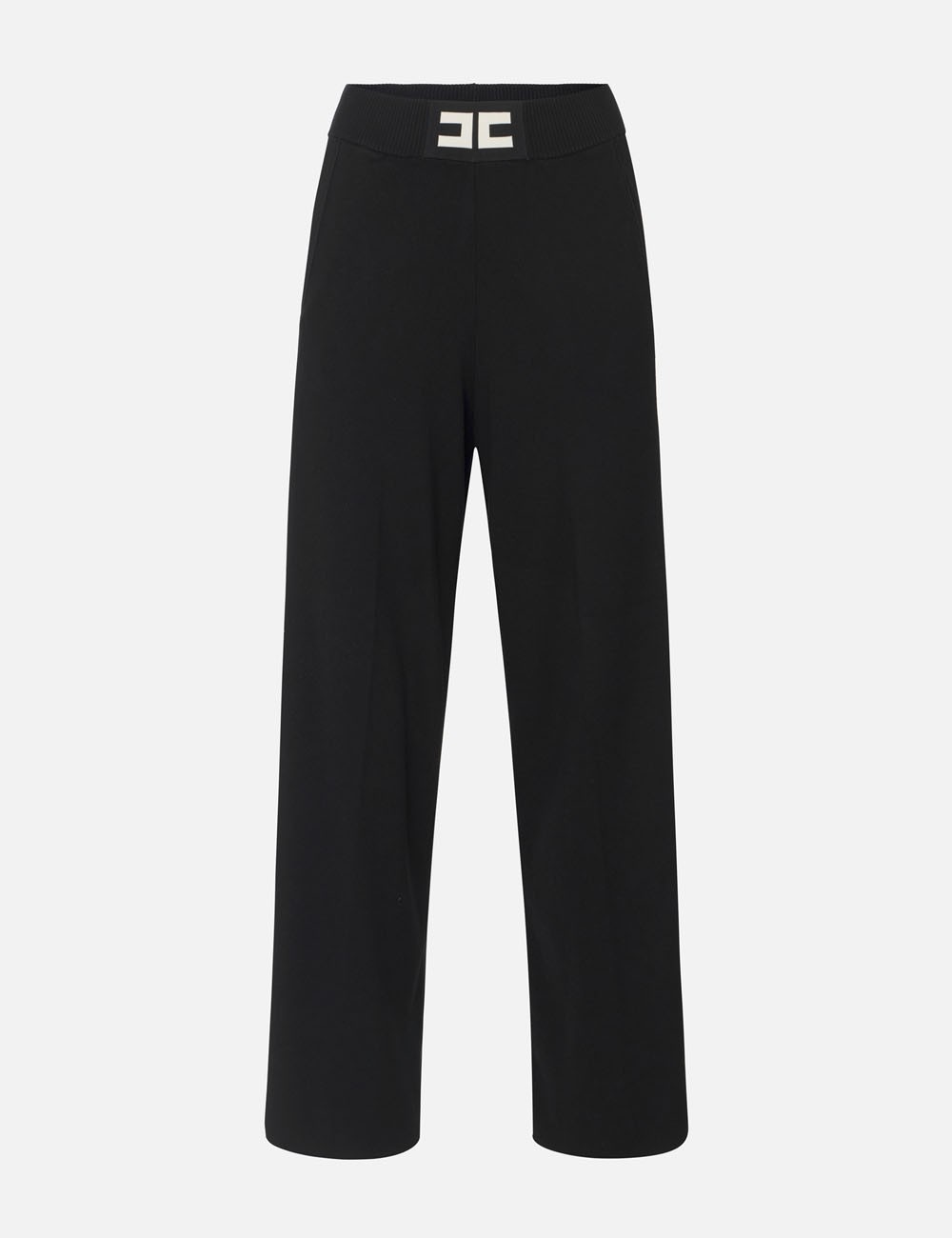 Pantaloni in viscosa con bande lucide nero milk