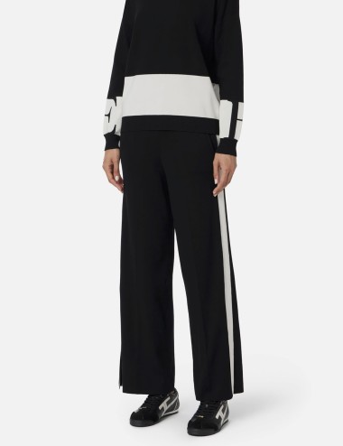 Viscose trousers with shiny bands black milk