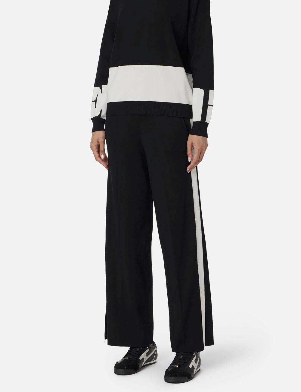 Viscose trousers with shiny bands black milk