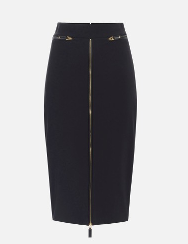 Skirt in lightweight crêpe fabric with zip black
