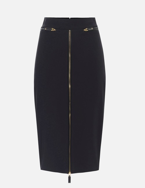 Skirt in lightweight crêpe fabric with zip black
