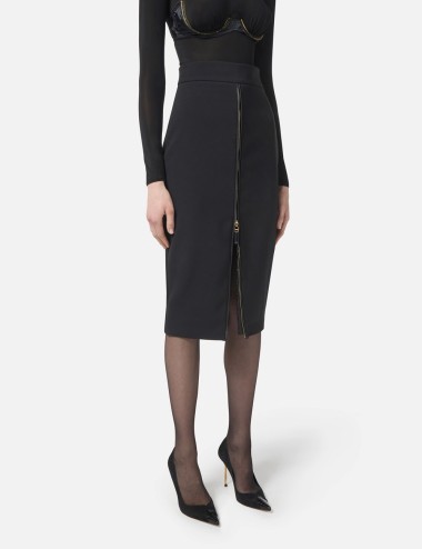 Skirt in lightweight crêpe fabric with zip black