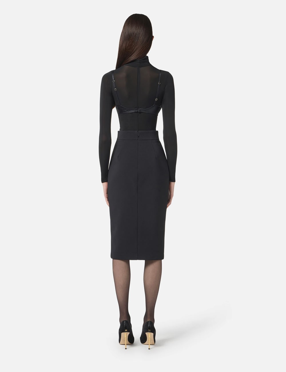 Skirt in lightweight crêpe fabric with zip black