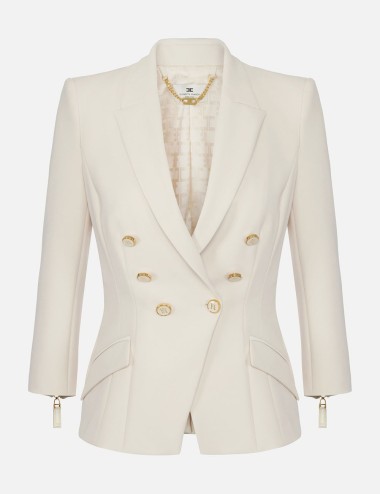 Jacket in double layer crêpe milk