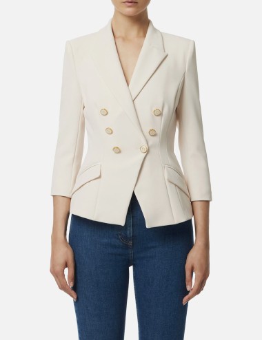 Jacket in double layer crêpe milk