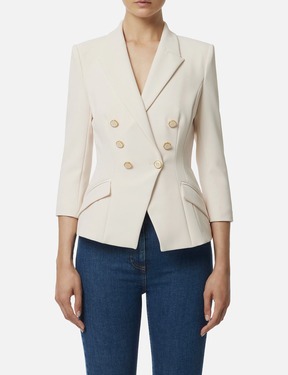 Jacket in double layer crêpe milk
