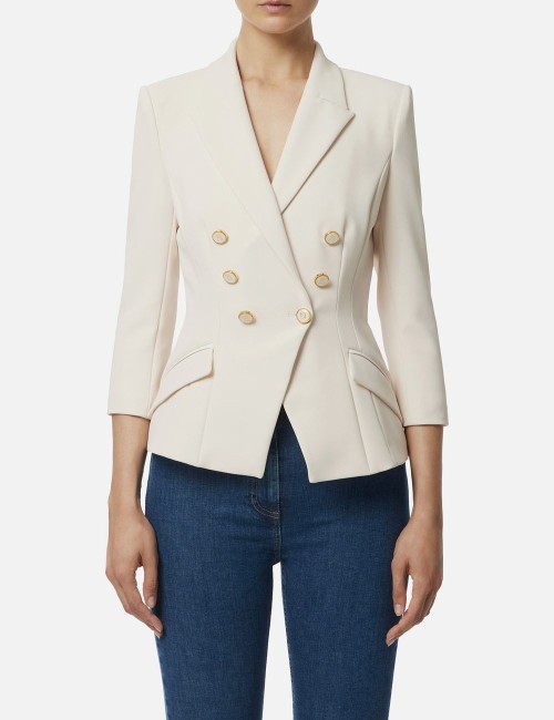 Jacket in double layer crêpe milk