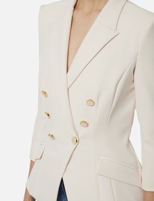 Jacket in double layer crêpe milk