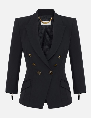 Jacket in double layer crêpe black