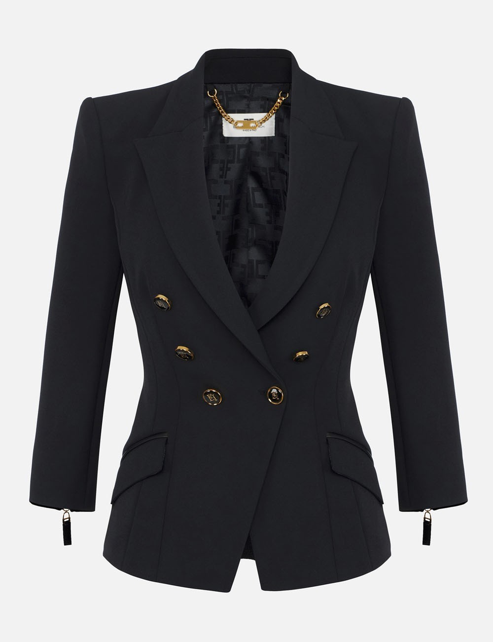 Jacket in double layer crêpe black