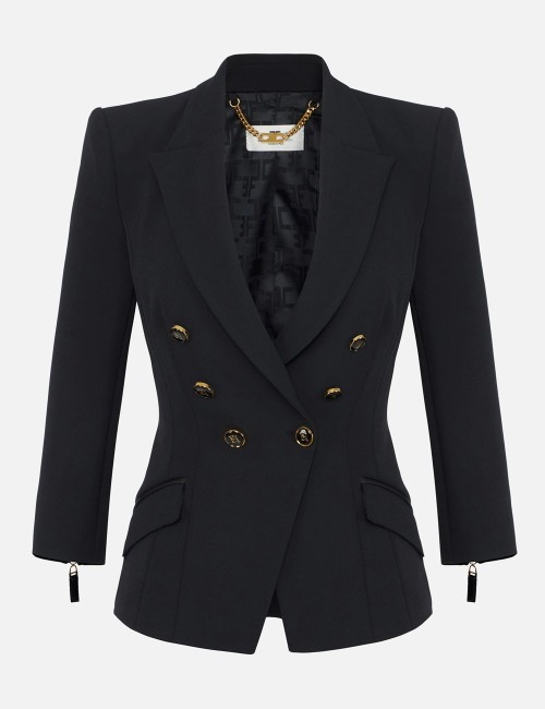 Jacket in double layer crêpe black